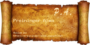 Preininger Alma névjegykártya